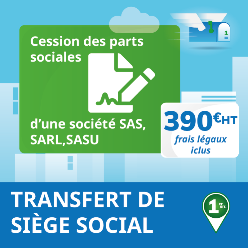 Cession des parts sociales d'une société (frais légaux inclus) - Domiciliation Marseille 1er