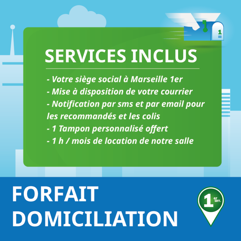 Domiciliation d'entreprise à Marseille 1er (1 an) - Domiciliation Marseille 1er - Noailles