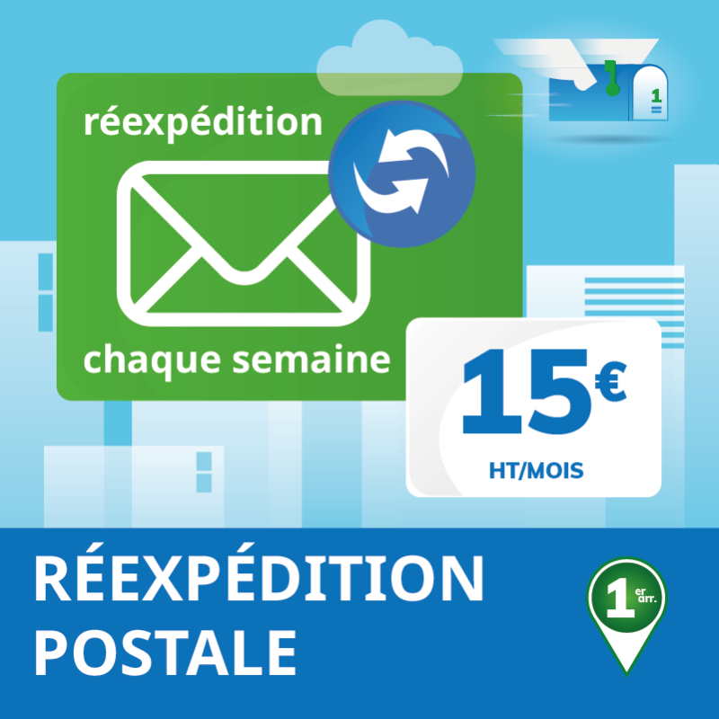 Réexpédition postale des courriers 1 fois par semaine (1 mois) - Domiciliation Marseille 1 er - Noailles